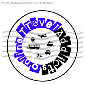 A circular logo with the words " online travel aggregator ".